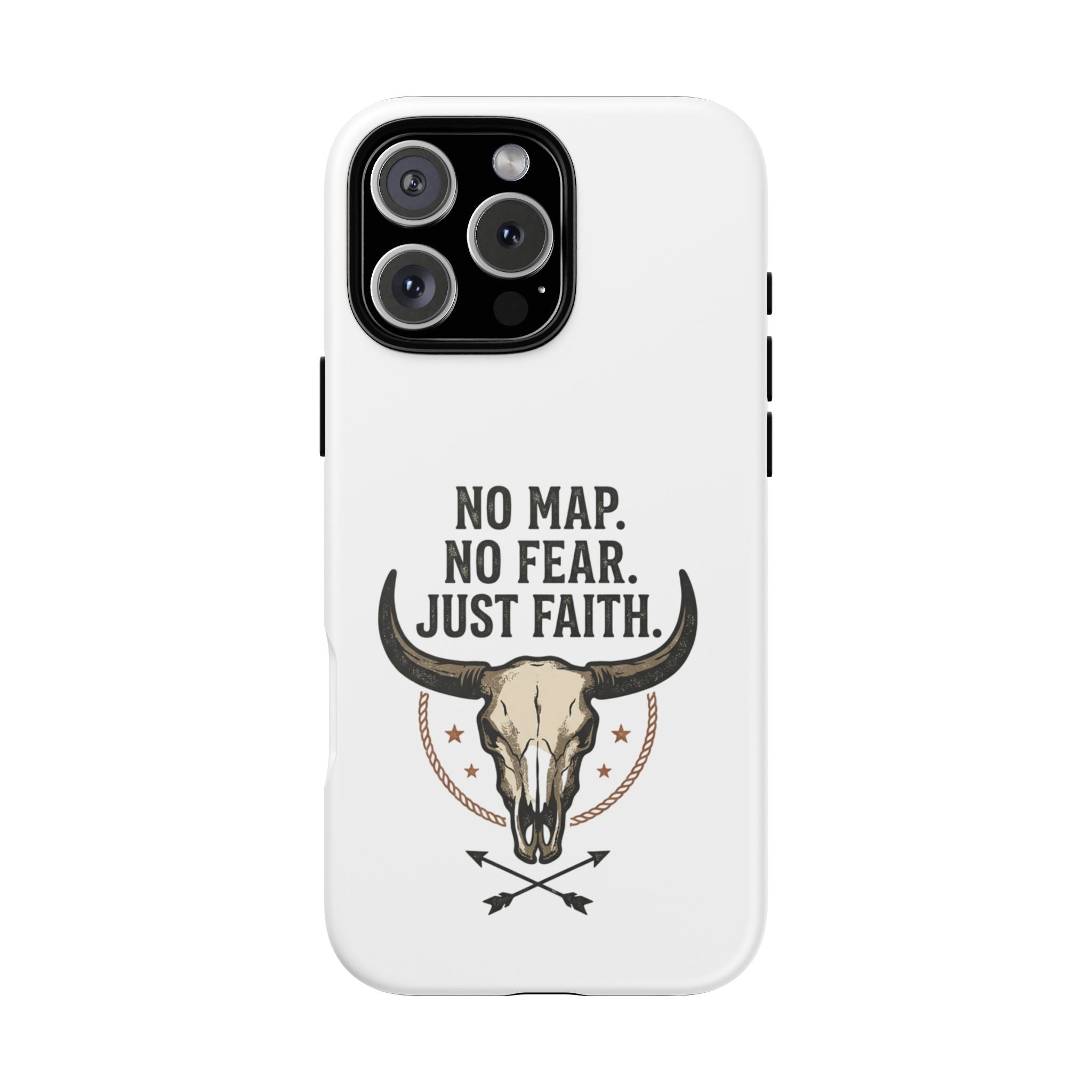 Phone Case — "No Map. No Fear. Just Faith." Skull Design