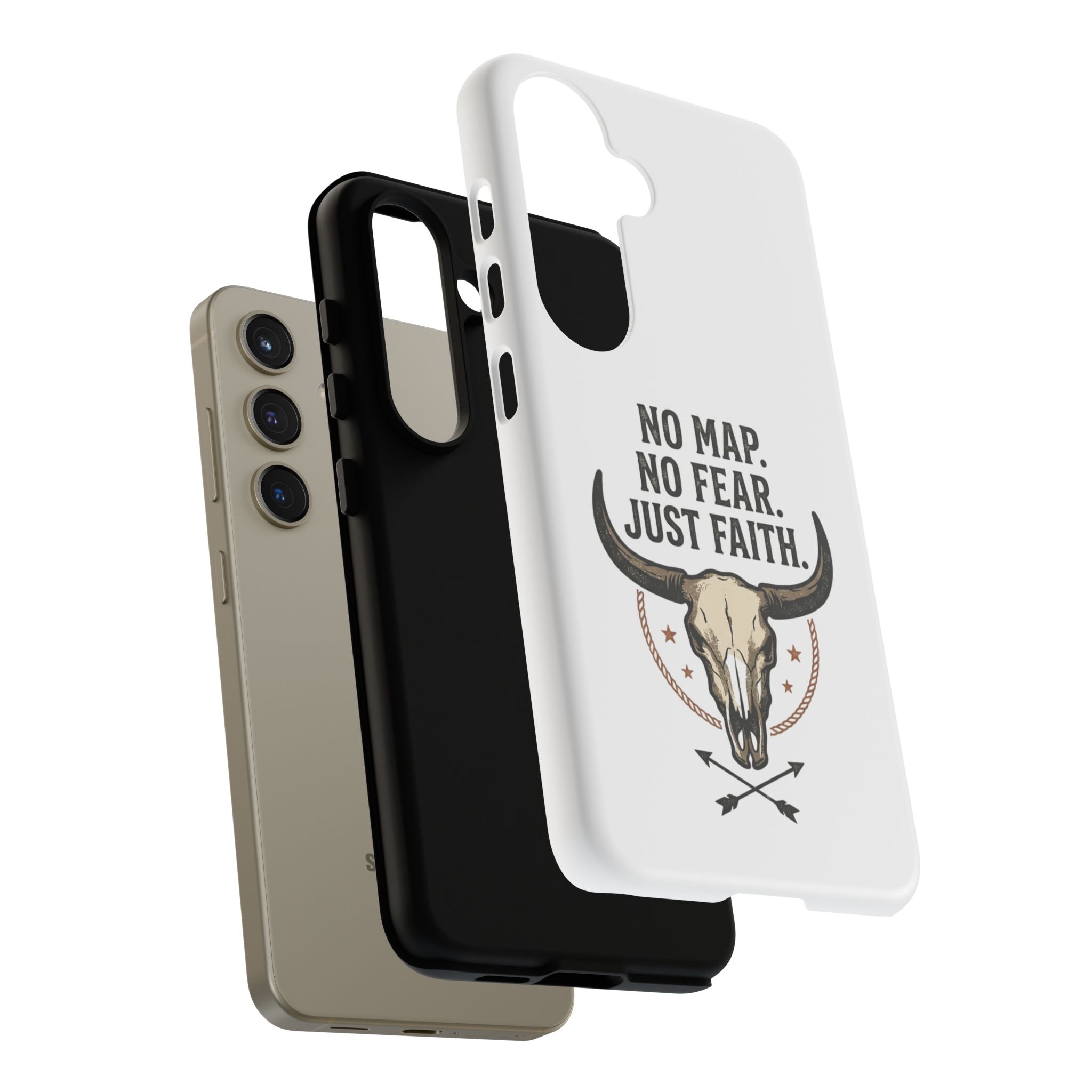 Phone Case — "No Map. No Fear. Just Faith." Skull Design