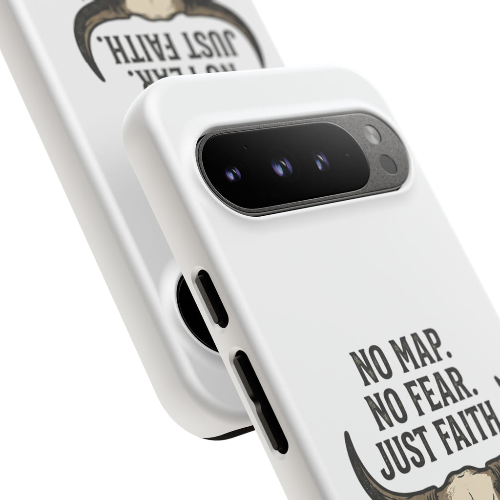 Phone Case — "No Map. No Fear. Just Faith." Skull Design