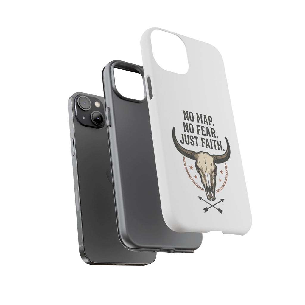 Phone Case — "No Map. No Fear. Just Faith." Skull Design