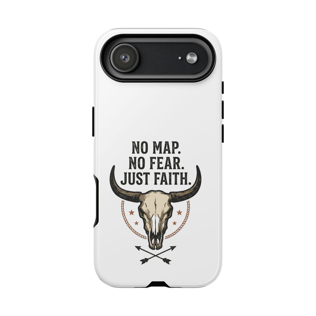 Phone Case — "No Map. No Fear. Just Faith." Skull Design