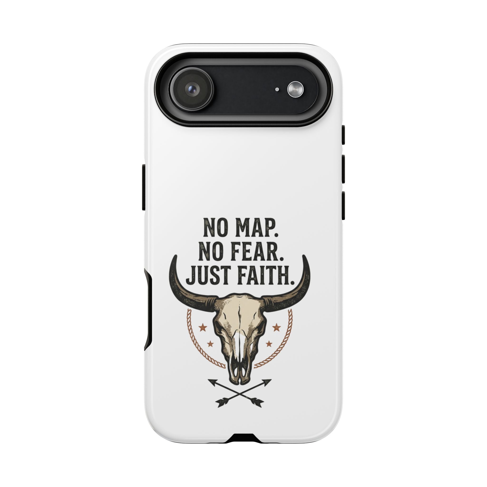 Phone Case — "No Map. No Fear. Just Faith." Skull Design