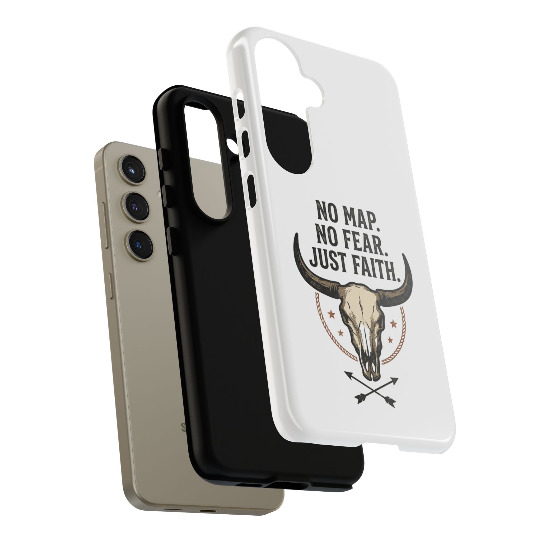 Phone Case — "No Map. No Fear. Just Faith." Skull Design