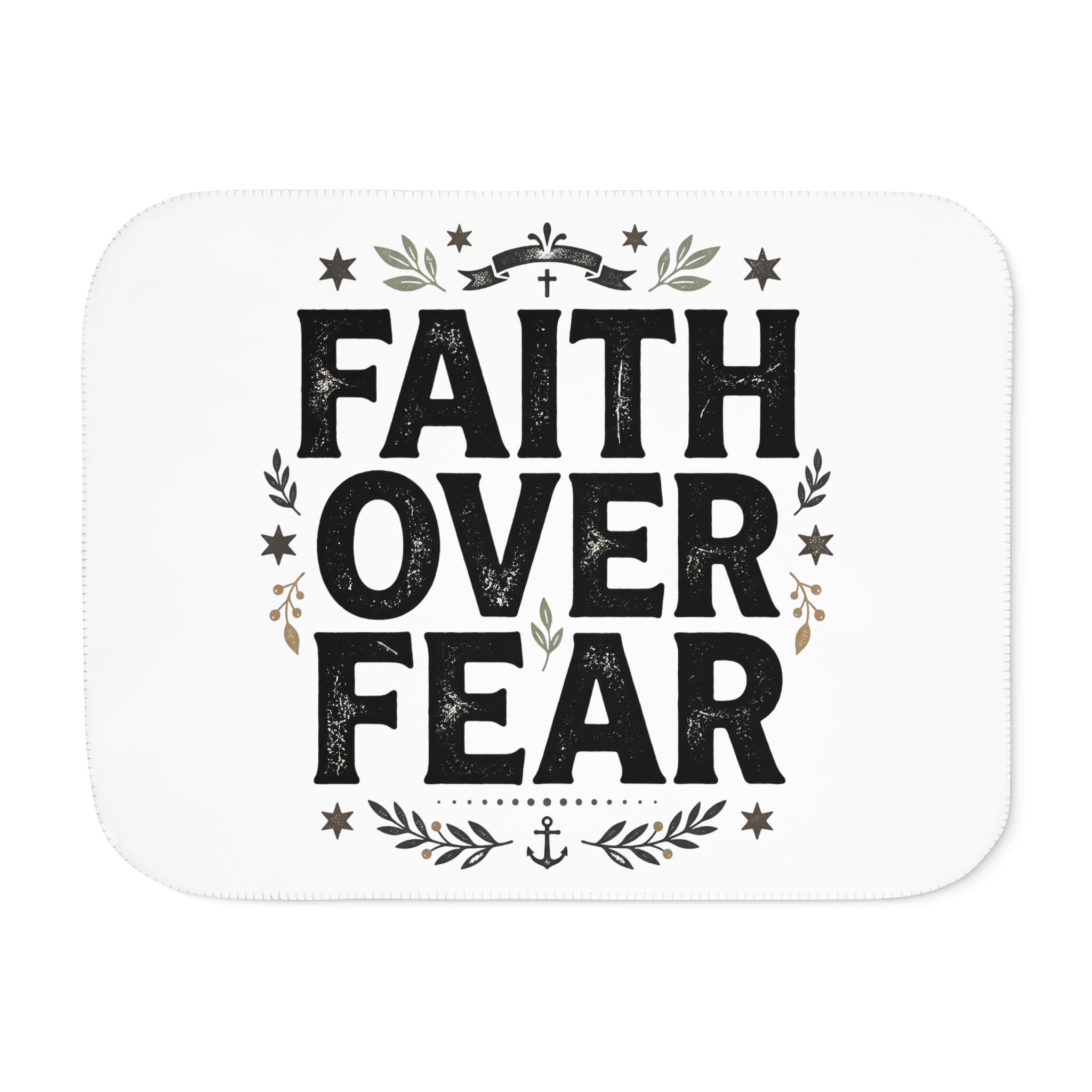 Faith Over Fear Sherpa Blanket — Cozy Inspirational Throw for Christian Home & Gifts