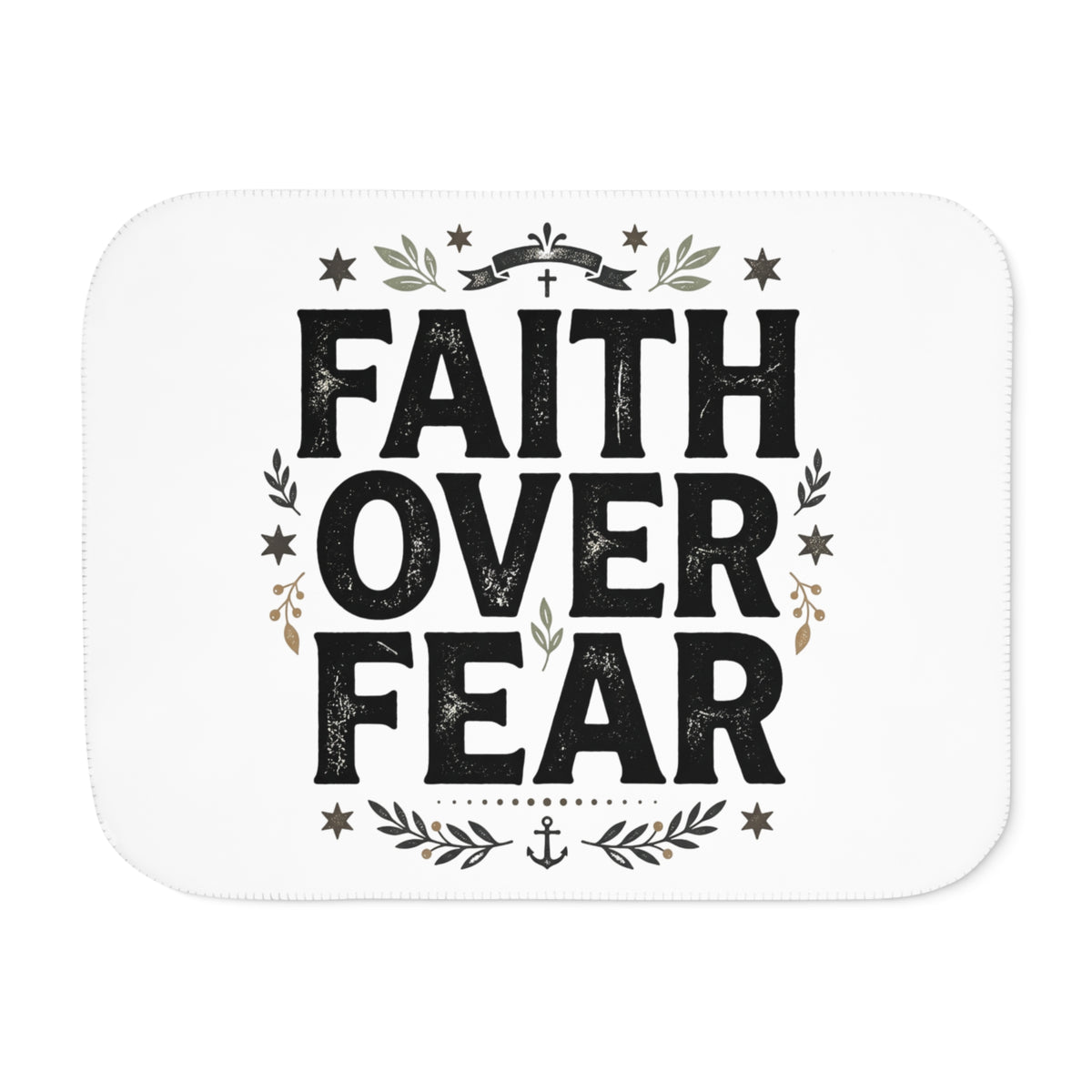 Faith Over Fear Sherpa Blanket — Cozy Inspirational Throw for Christian Home & Gifts