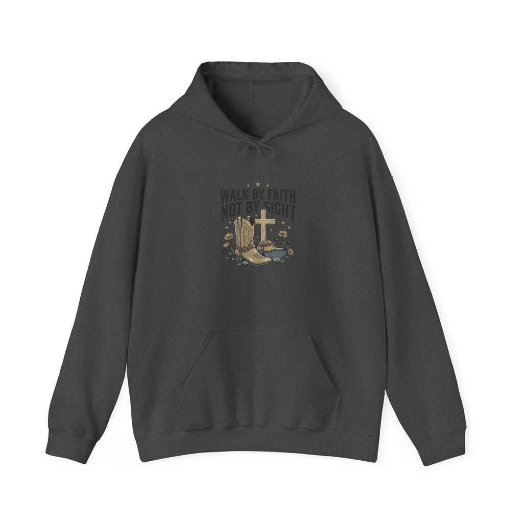Faith Cowboy Hoodie — "Walk by Faith Not by Sight" Christian Western Sweatshirt