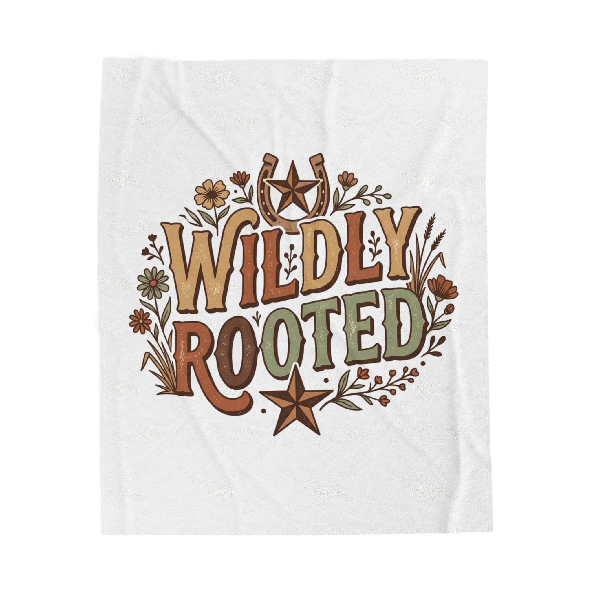 Velveteen Plush Blanket – “Wildly Rooted” Boho Western Throw