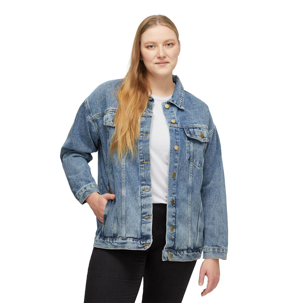 Denim Jacket with 'Grateful & Unhinged' Floral Back Embroidery