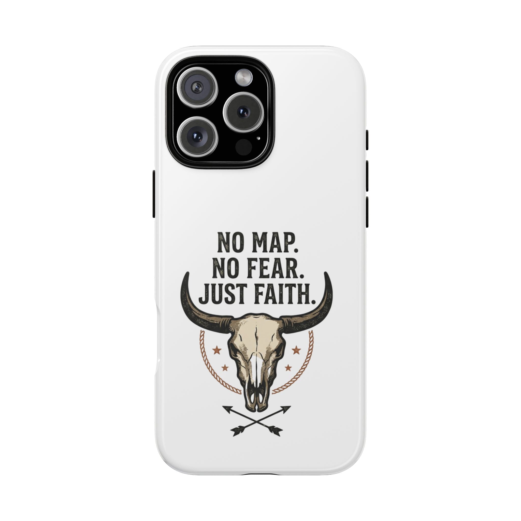 Phone Case — "No Map. No Fear. Just Faith." Skull Design