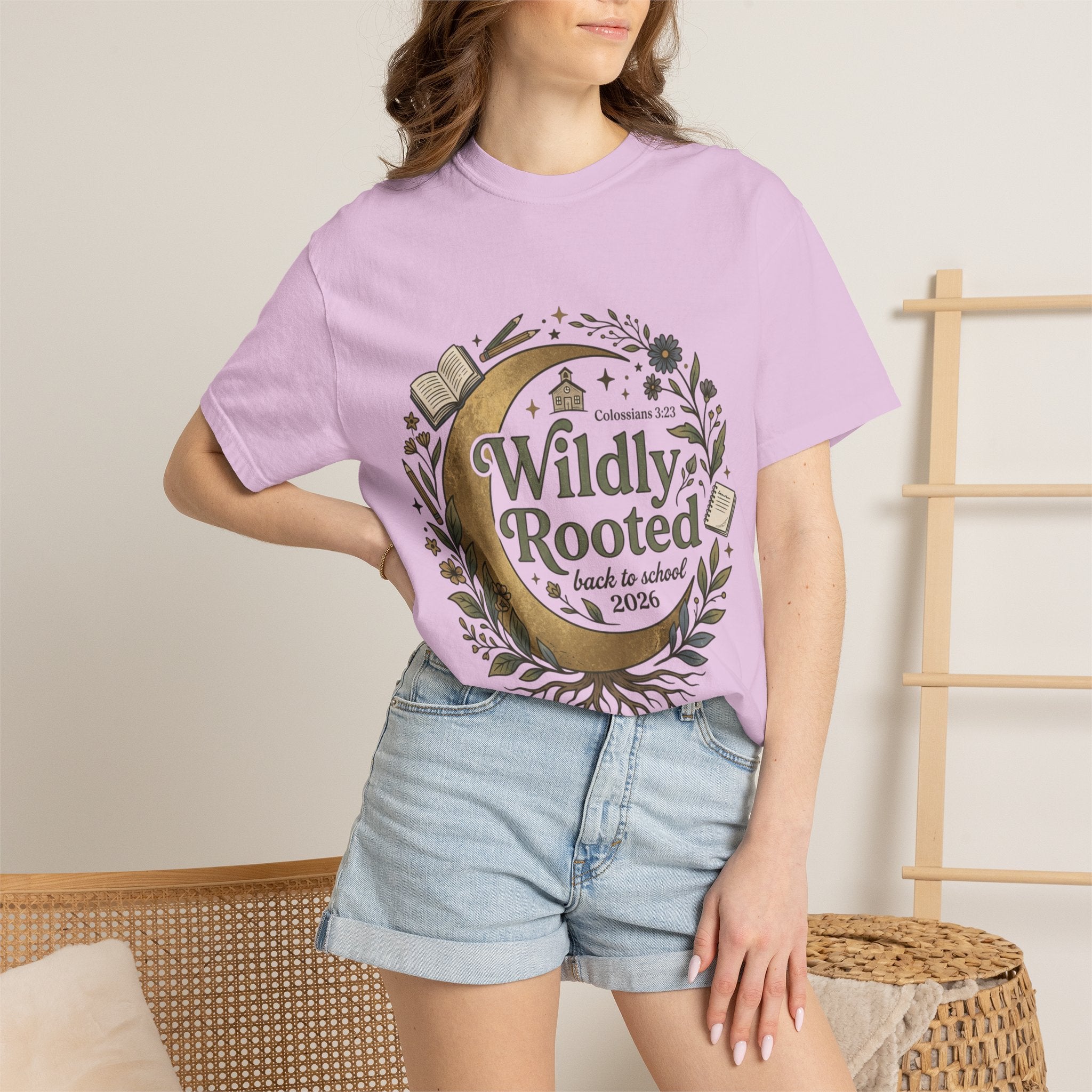 Wildly Rooted Back to School T-Shirt — Botanical Moon Design (2026)