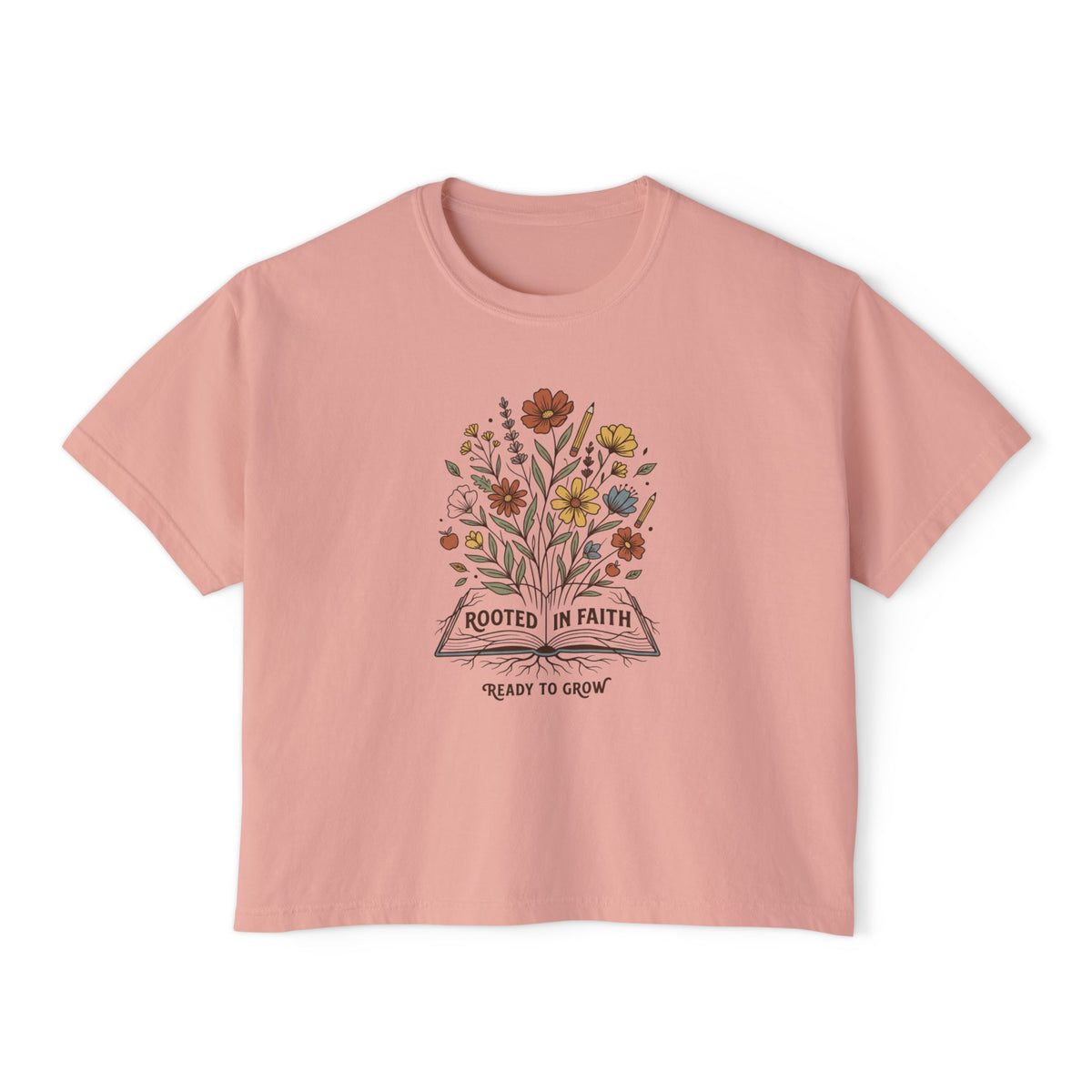Women's Tee — "Rooted in Faith, Ready to Grow" Floral Graphic