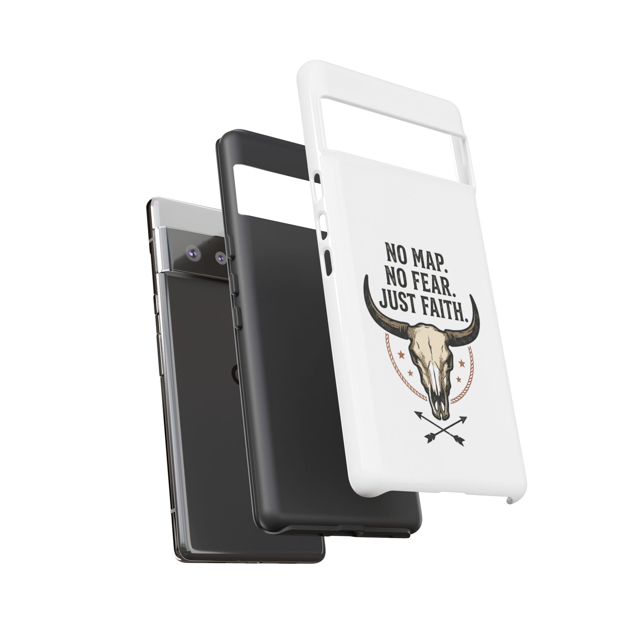 Phone Case — "No Map. No Fear. Just Faith." Skull Design