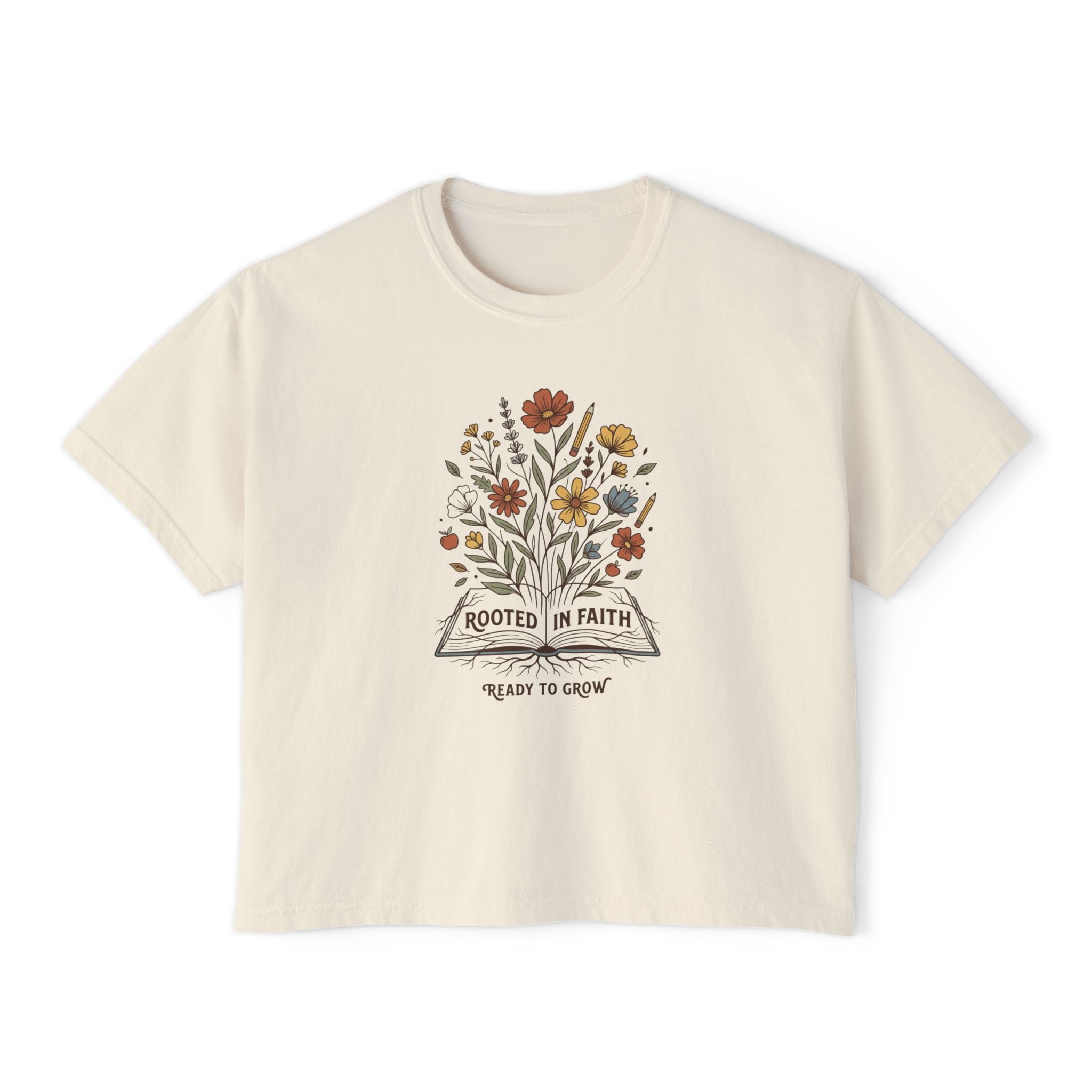 Women's Tee — "Rooted in Faith, Ready to Grow" Floral Graphic