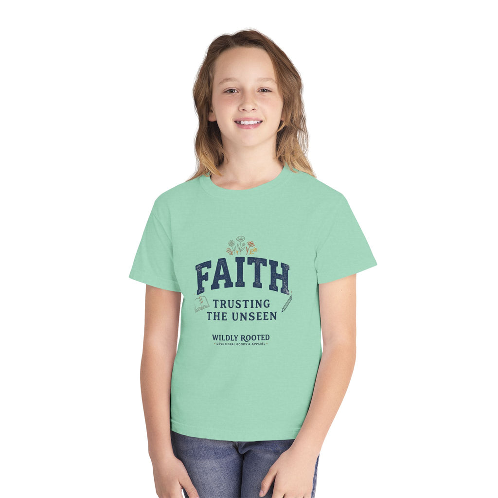 Youth Faith Tee — "Faith: Trusting the Unseen" Inspirational Christian Shirt