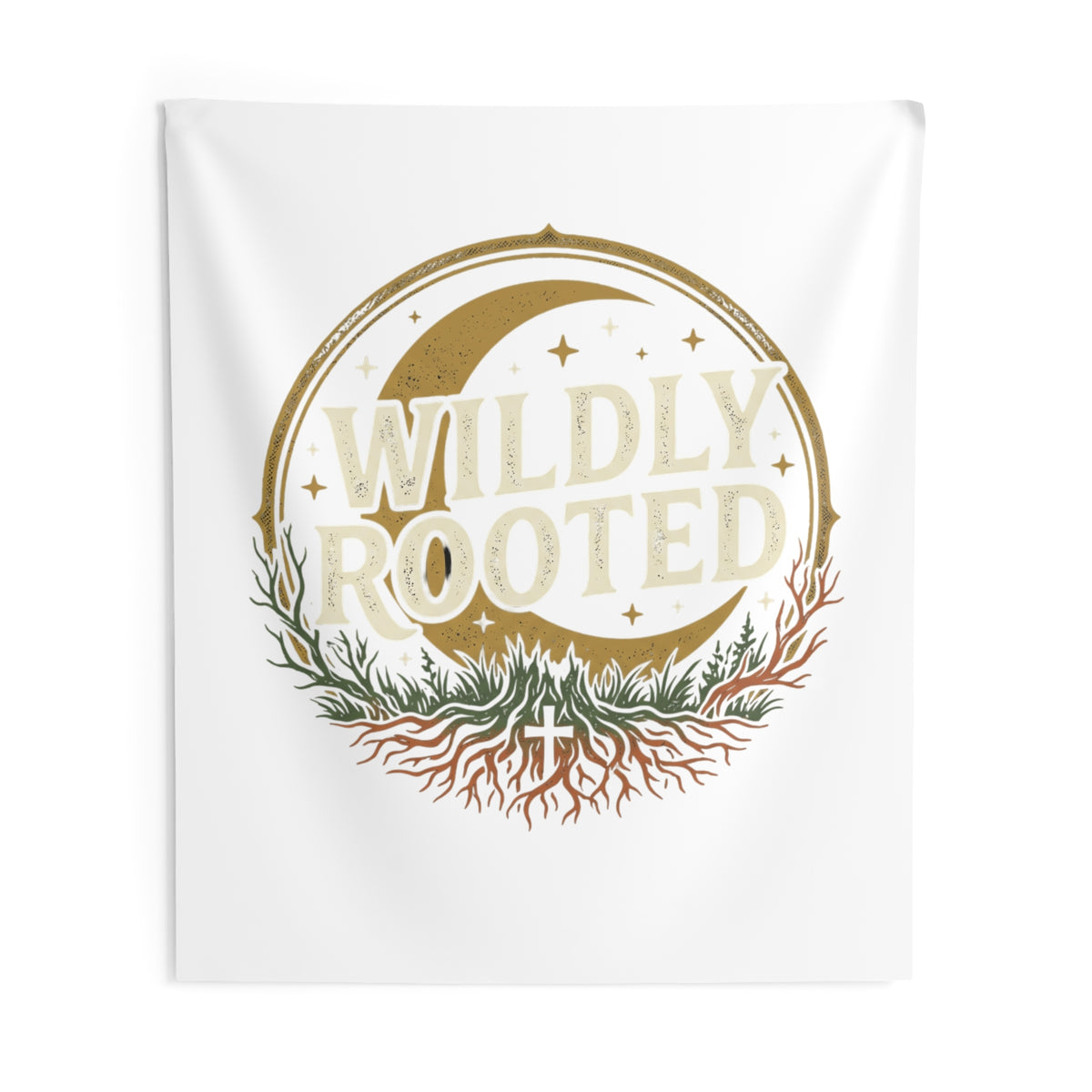 Wall Tapestry — "Wildly Rooted" Moon & Roots Boho Wall Art