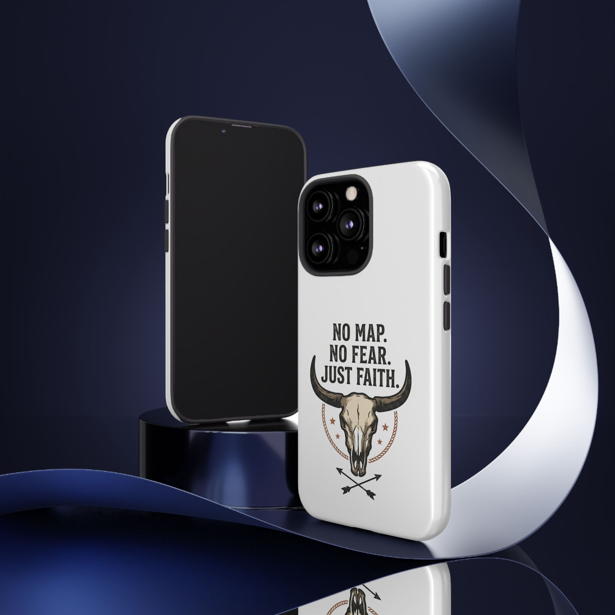 Phone Case — "No Map. No Fear. Just Faith." Skull Design