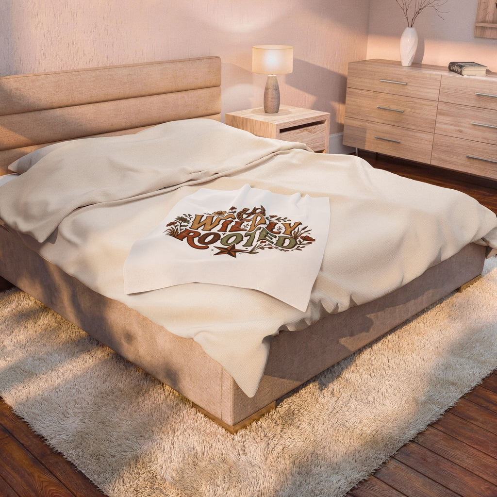 Velveteen Plush Blanket – “Wildly Rooted” Boho Western Throw