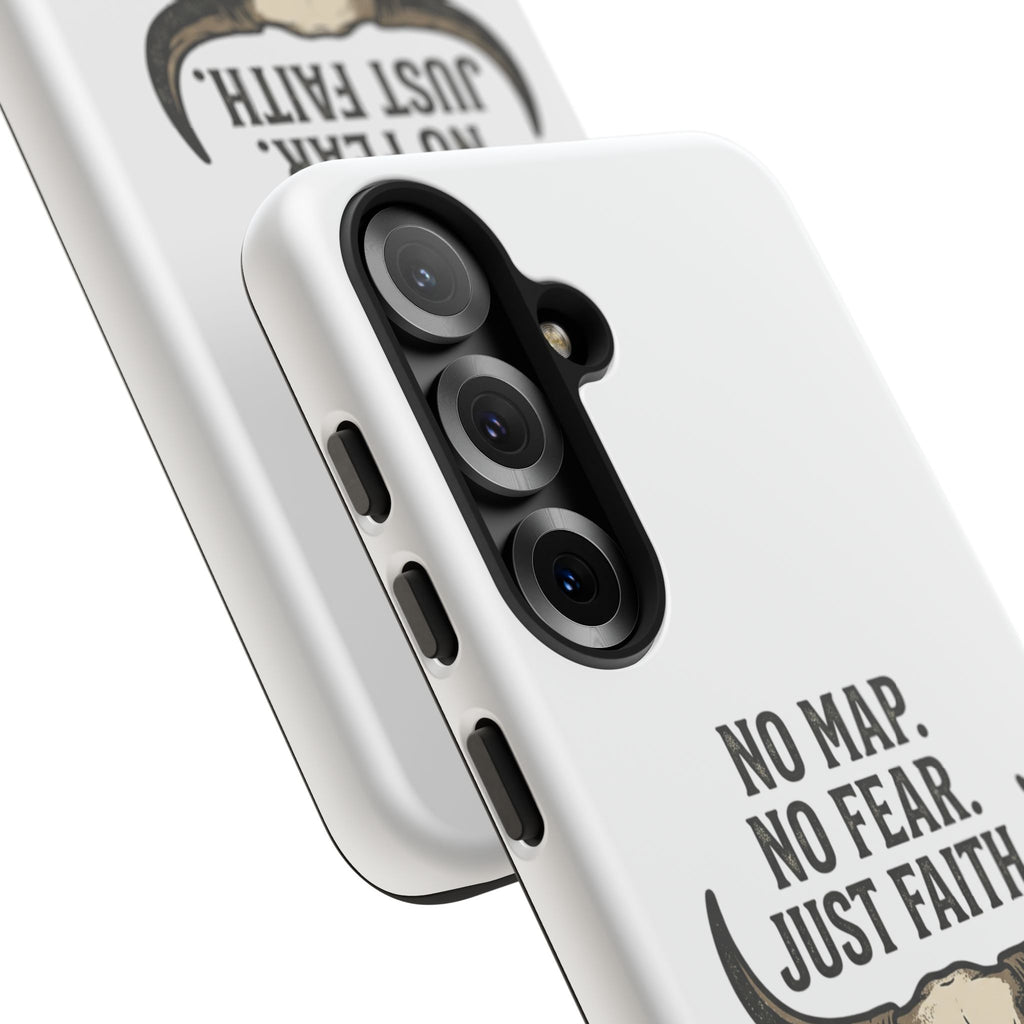 Phone Case — "No Map. No Fear. Just Faith." Skull Design