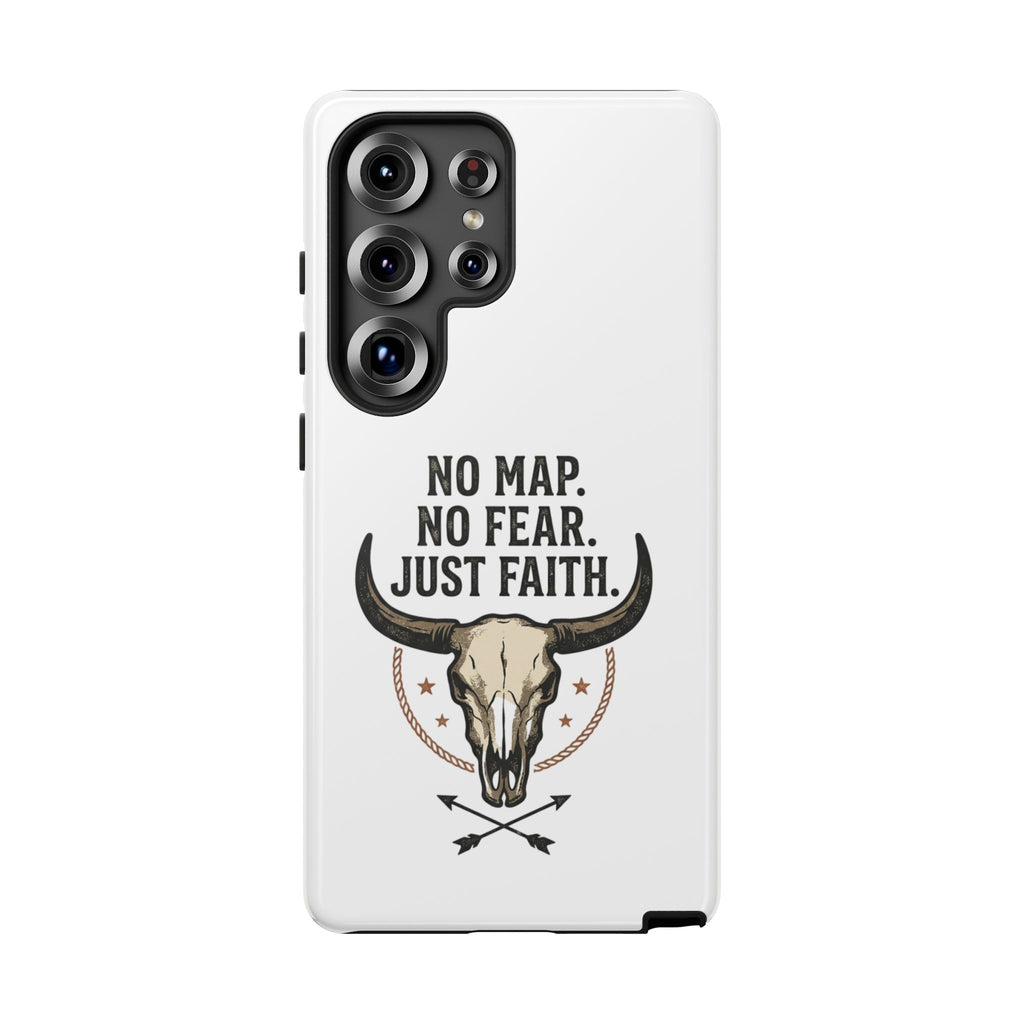 Phone Case — "No Map. No Fear. Just Faith." Skull Design